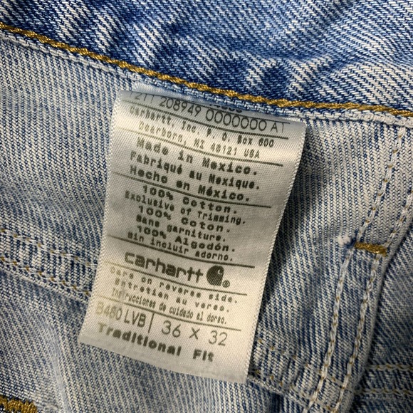 Carhartt Mens‎ Jeans Size 36X32 Blue Medium Wash Denim Traditional Fit Straight - Picture 11 of 13